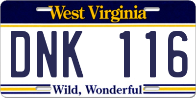 WV license plate DNK116