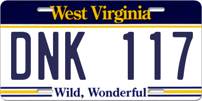 WV license plate DNK117