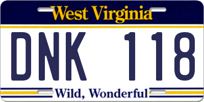 WV license plate DNK118