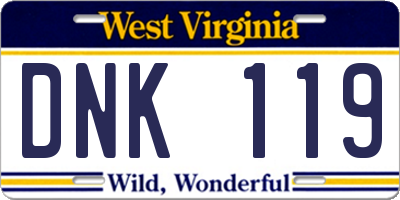 WV license plate DNK119