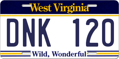 WV license plate DNK120