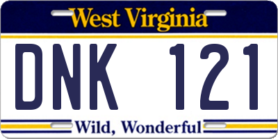 WV license plate DNK121