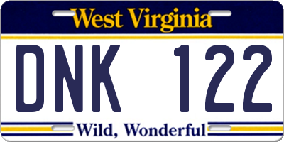 WV license plate DNK122
