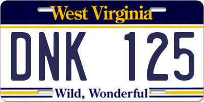 WV license plate DNK125