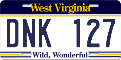 WV license plate DNK127