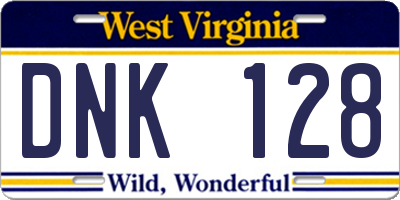 WV license plate DNK128