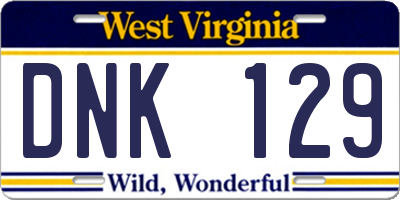 WV license plate DNK129