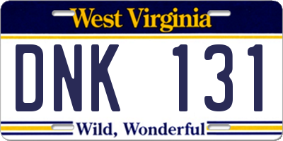 WV license plate DNK131