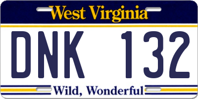 WV license plate DNK132