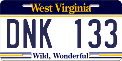 WV license plate DNK133