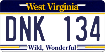 WV license plate DNK134