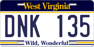 WV license plate DNK135