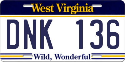 WV license plate DNK136