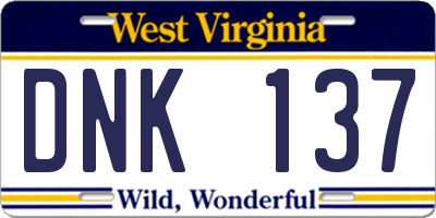 WV license plate DNK137