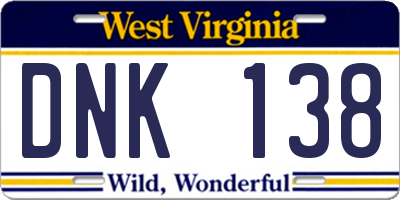 WV license plate DNK138