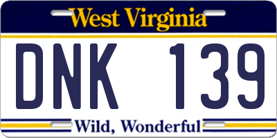 WV license plate DNK139