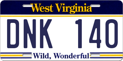WV license plate DNK140