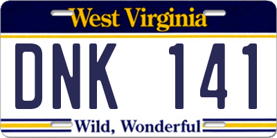 WV license plate DNK141