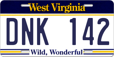 WV license plate DNK142