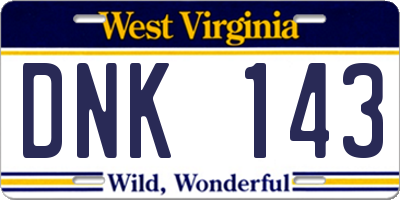 WV license plate DNK143