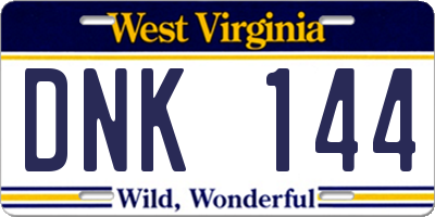 WV license plate DNK144
