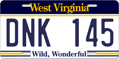 WV license plate DNK145