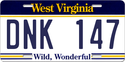 WV license plate DNK147