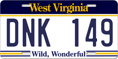 WV license plate DNK149