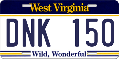 WV license plate DNK150