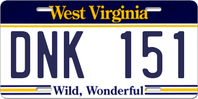WV license plate DNK151
