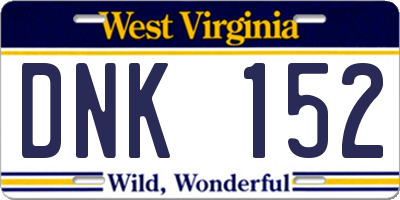 WV license plate DNK152
