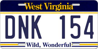 WV license plate DNK154