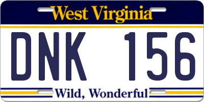 WV license plate DNK156