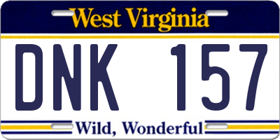 WV license plate DNK157