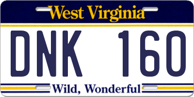 WV license plate DNK160