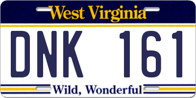 WV license plate DNK161