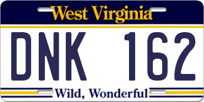 WV license plate DNK162