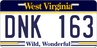 WV license plate DNK163