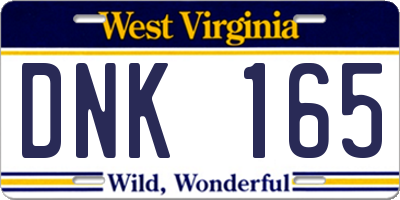 WV license plate DNK165