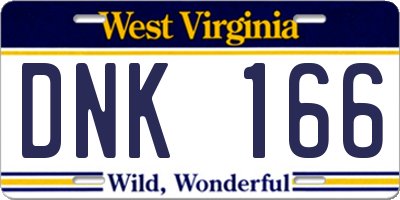 WV license plate DNK166