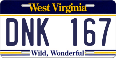 WV license plate DNK167
