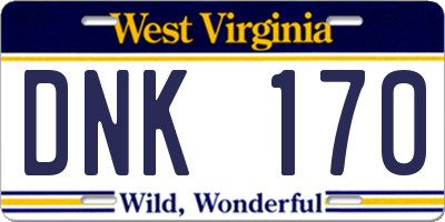 WV license plate DNK170