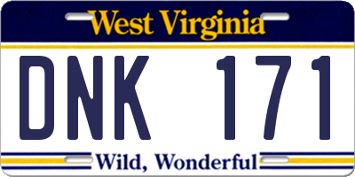 WV license plate DNK171