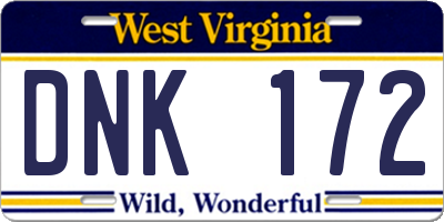 WV license plate DNK172