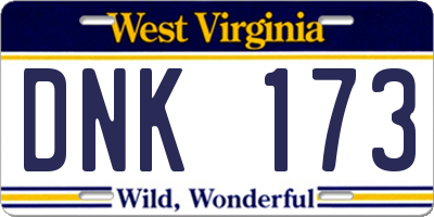 WV license plate DNK173