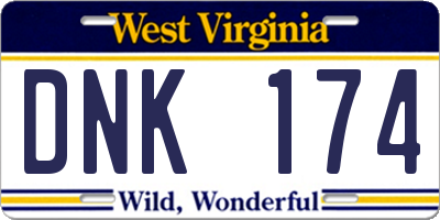 WV license plate DNK174