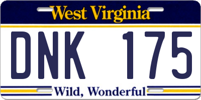 WV license plate DNK175
