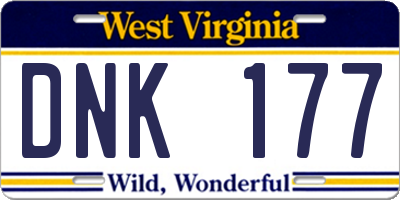 WV license plate DNK177