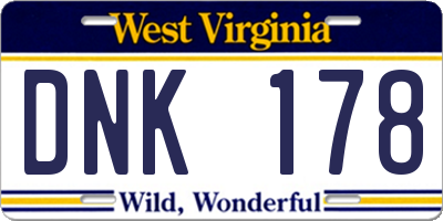 WV license plate DNK178