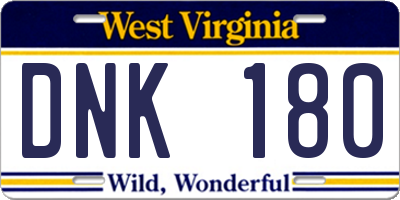 WV license plate DNK180